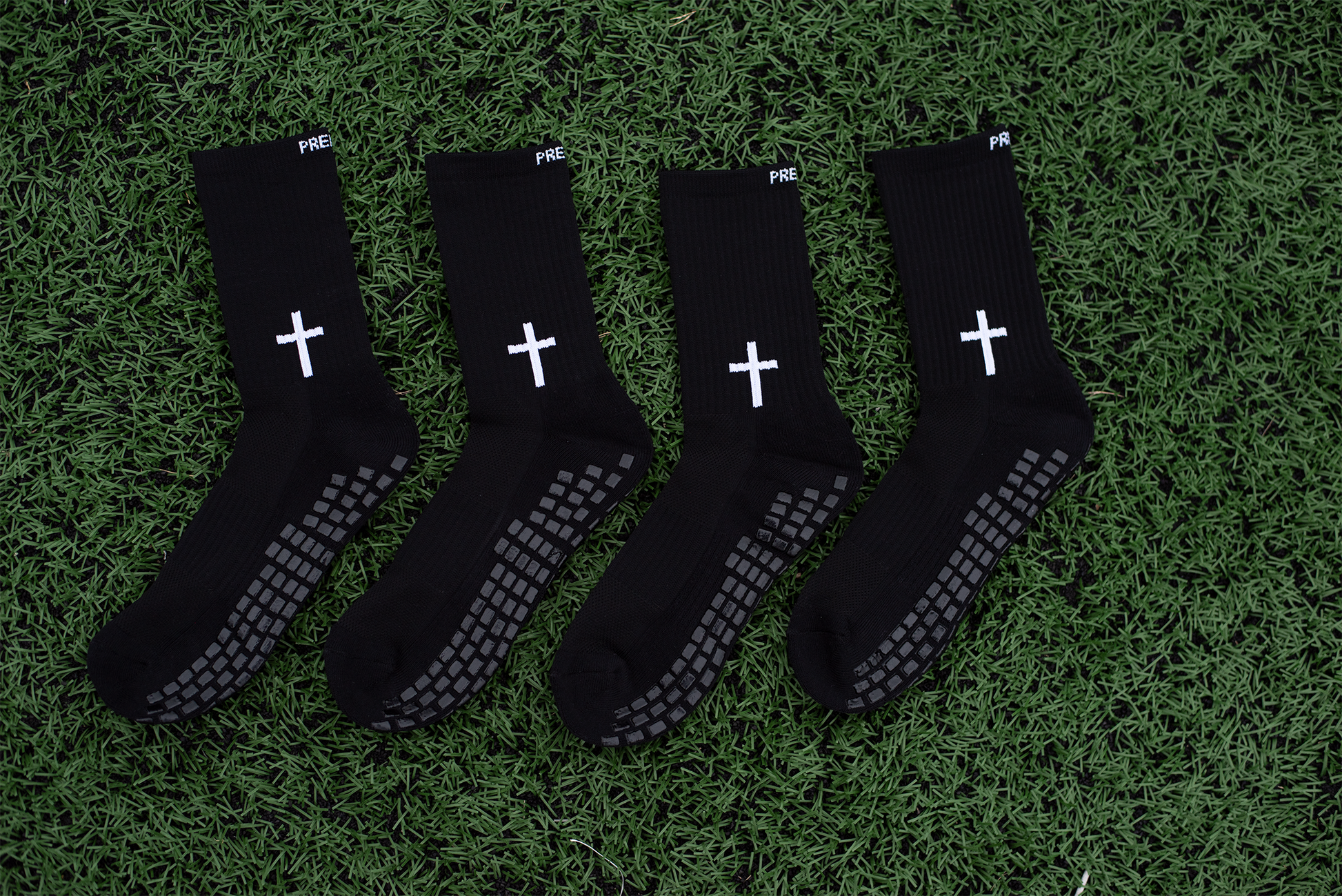 Premier Edge Black Single Cross Grip Socks